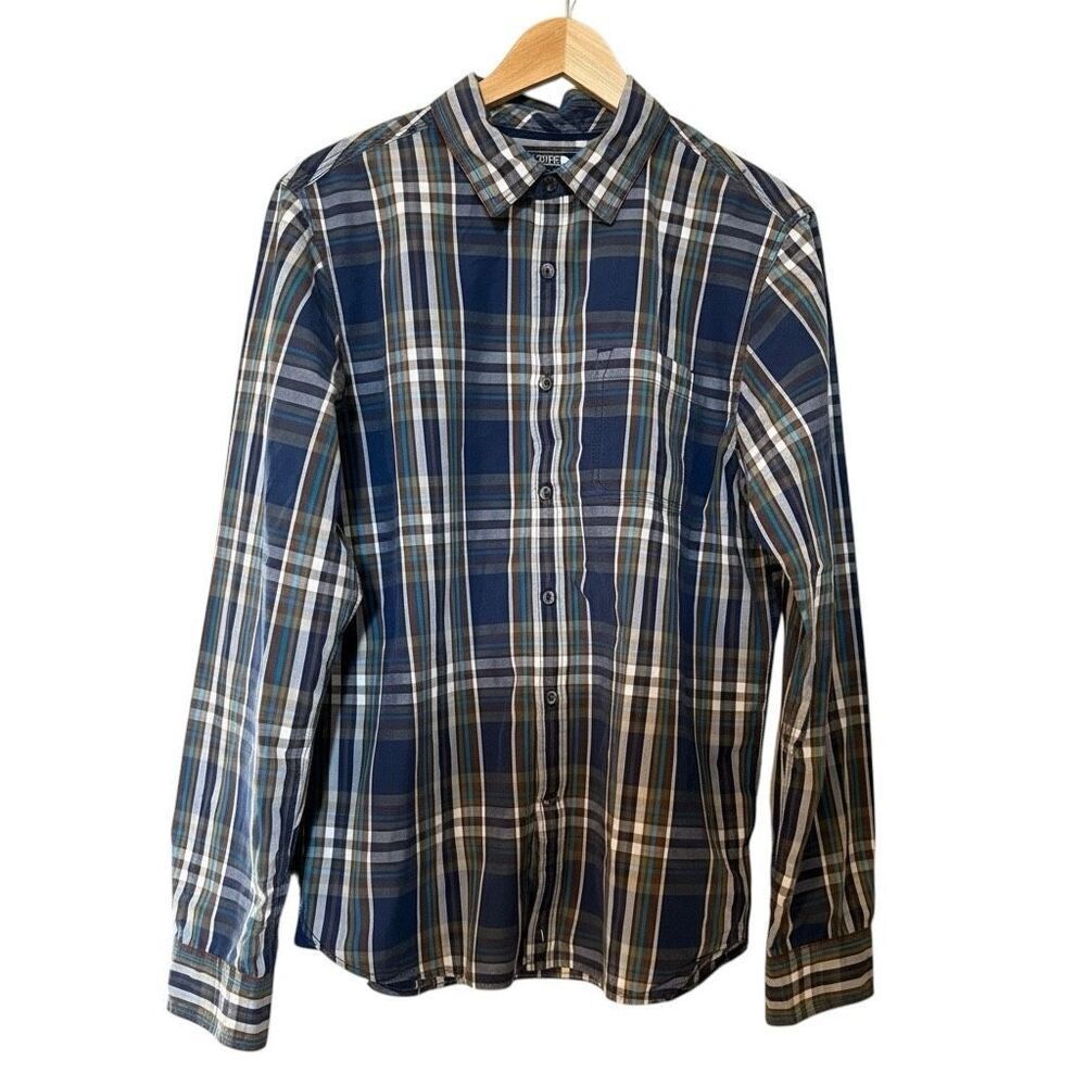 The North Face Men's M Long Sleeve Plaid Button Up Blue Green Casual Gorpcore
